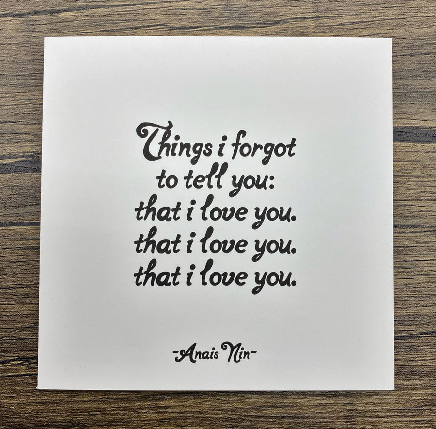 Quotable Card: Things I forgot to tell you...