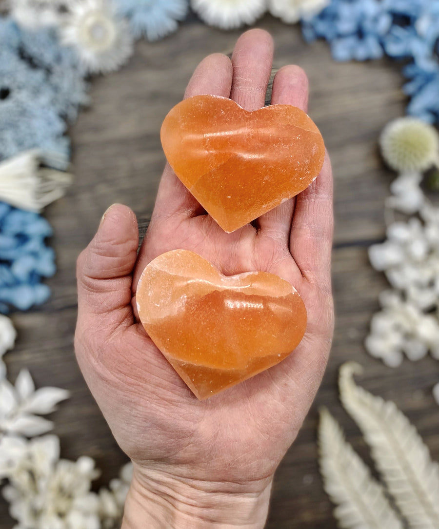 Orange Selenite Heart