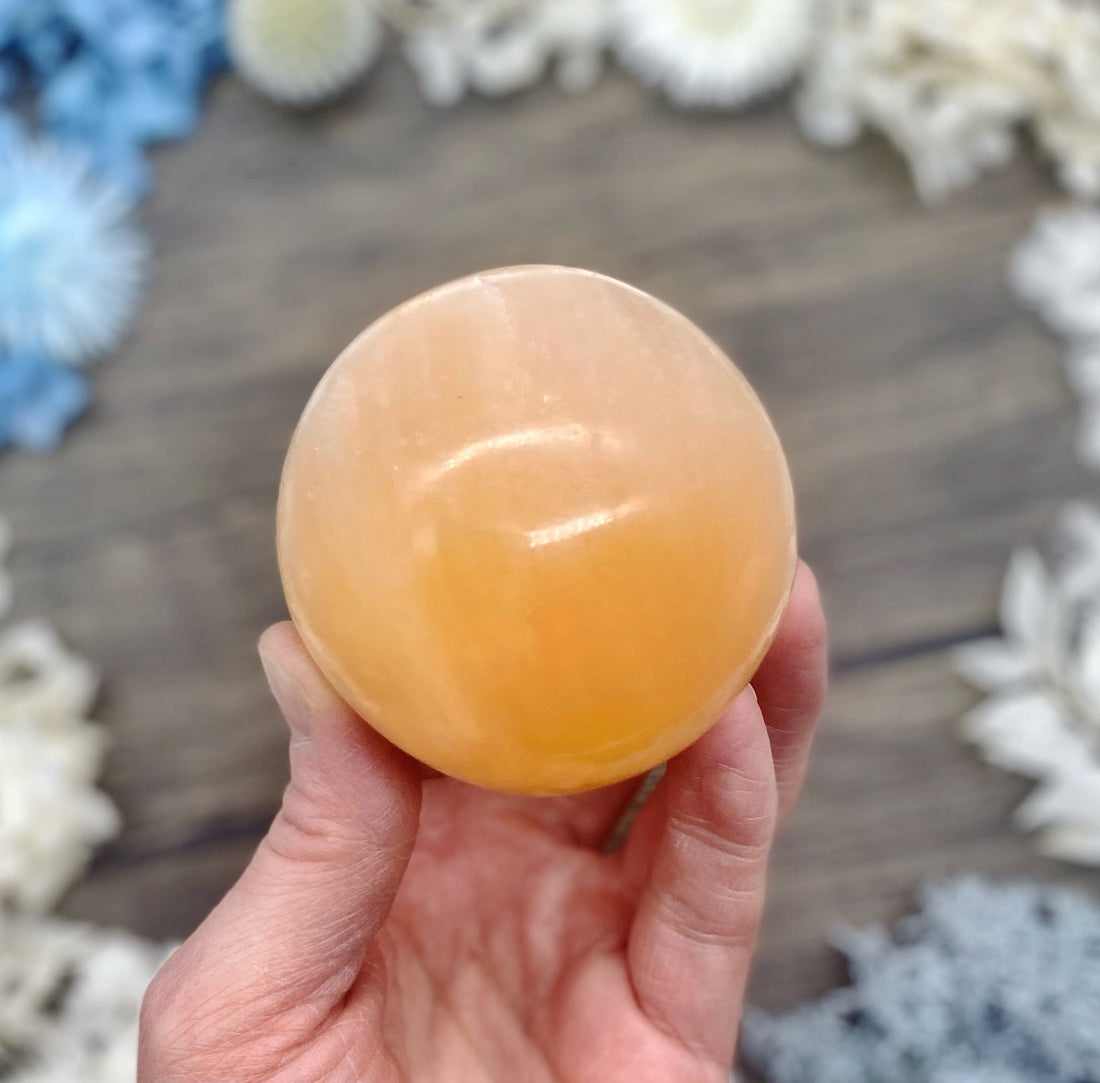 Orange Selenite Sphere $30
